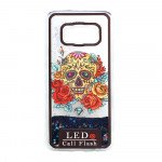 Wholesale Samsung Galaxy S8 LED Flash Design Liquid Star Dust Case (Skull Black)